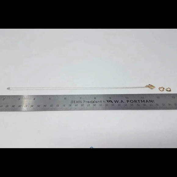 10K Solid Gold and Synthetic Sapphire Necklace - Picture 3 of 5